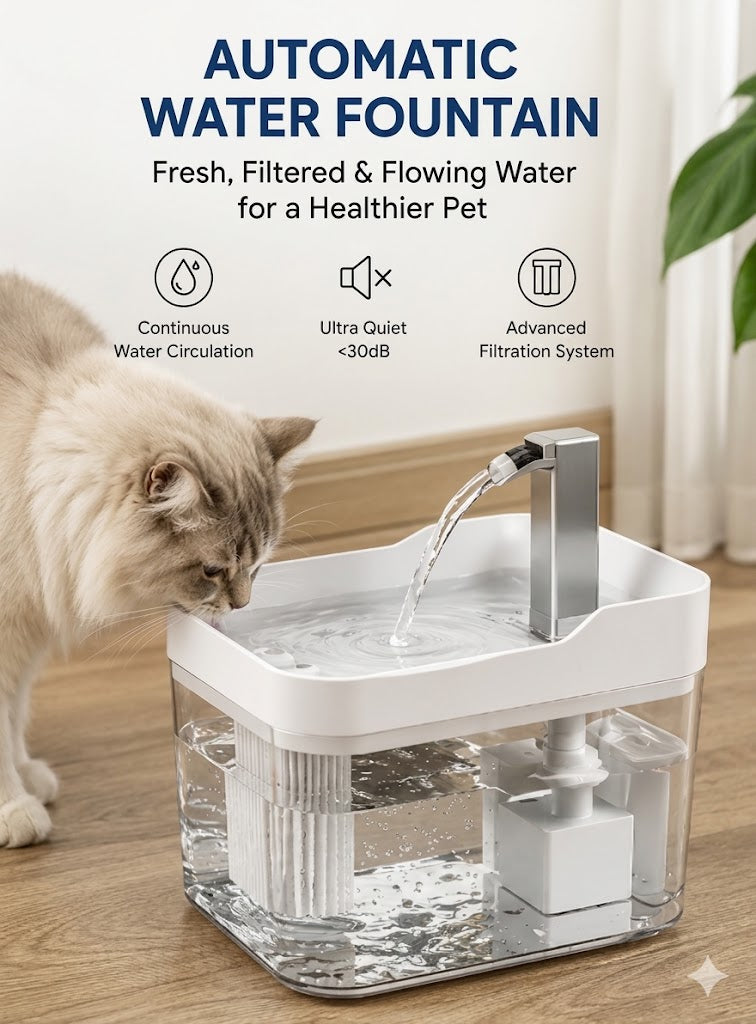 Automatic Cat Water Fountain – Ultra Quiet Filtered Pet Water Dispenser